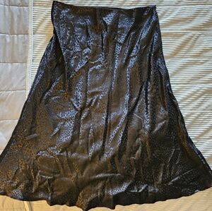 Entro Elegant Black Leopard Print Skirt Size L